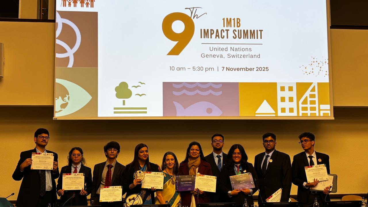 Global Honour for Mayoor School at the 9th 1M1B Impact Summit, United Nations, Geneva